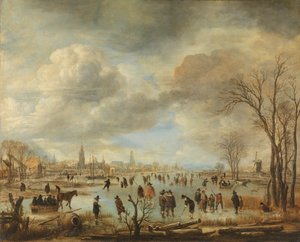 Zimowy widok na rzekę, ok. 1655-60 autorstwa Aert van der Neer
