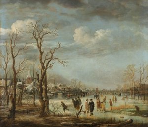Widok na rzekę zimą, 1630-60 autorstwa Aert van der Neer