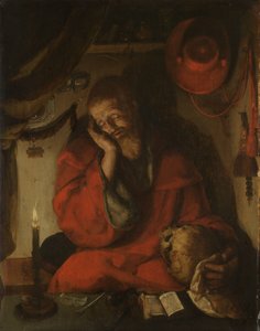 Święty Hieronim w swoim gabinecie przy świecach autorstwa Aertgen Claesz van Leyden (attributed to)
