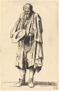 Żebrak z różańcem autorstwa After Jacques Callot