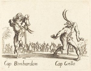 Facet. Bonbardon i Cap. Krykiet autorstwa After Jacques Callot