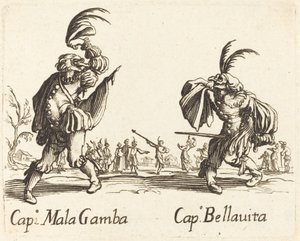 Kapitan Mala Gamba i Kapitan Bellavita autorstwa After Jacques Callot