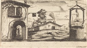 Krajobraz ze studnią autorstwa After Jacques Callot