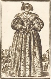 Szlachetna kobieta w masce autorstwa After Jacques Callot