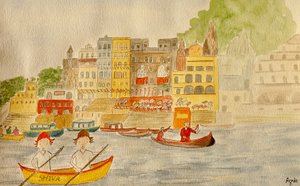 Podróż, Varanasi, 2015, akwarela na papierze autorstwa Agnes Girardon