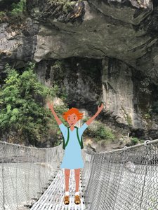 Walking on a Bridge , 2023 (sztuka cyfrowa na fotografii) autorstwa Agnes Girardon