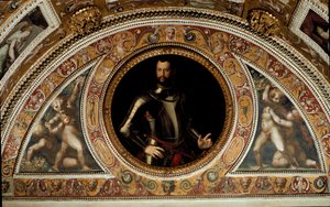 Portret Cosimo I de Medici, wielkiego księcia Toskanii i ojca Franciszka I (malarstwo na łupku autorstwa Agnolo (after) Bronzino
