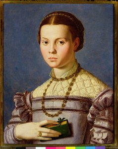 Portret młodej dziewczyny trzymającej książkę ok. 1545 (tempera na panelu)