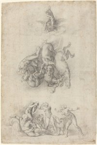 Upadek Faetona autorstwa Agnolo Bronzino or Giulio Clovio after Michelangelo