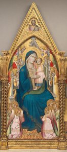 Madonna z Dzieciątkiem na tronie z dwunastoma aniołami i błogosławionym Chrystusem [panel środkowy] autorstwa Agnolo Gaddi