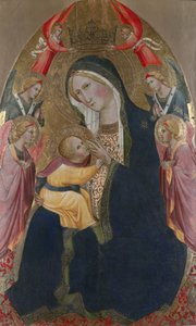 Madonna Pokory z Adorującymi Aniołami (tempera i złoty płatek na panelu) autorstwa Agnolo Gaddi