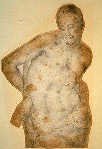 Chrystus przy kolumnie (kreda na papierze) autorstwa Agnolo Bronzino