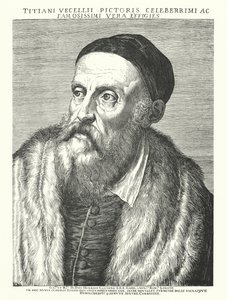 Tycjan, włoski artysta renesansowy (grafika) autorstwa Agostino (after) Carracci