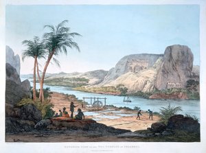 Zewnętrzny widok dwóch świątyń w Ybsambuł, Egipt, 1820