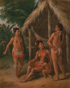 Rodzina Karaibów z Wysp Podwietrznych przed chatą, ca. 1780. autorstwa Agostino Brunias