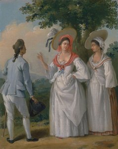 Darmowe kreole z Indii Zachodnich w eleganckiej sukience autorstwa Agostino Brunias