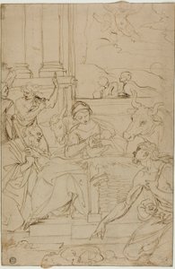 Adoracja pasterzy autorstwa Agostino Carracci
