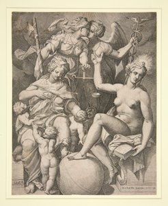 Miłość, sprawiedliwość, prawda i pokój autorstwa Agostino Carracci