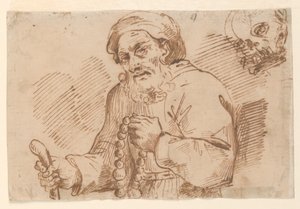 Szkic w połowie długości starszego pielgrzyma autorstwa Agostino Carracci