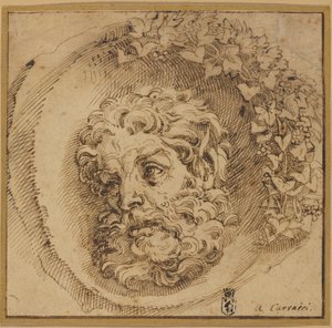 Głowa fauna w wklęsłym rondzie autorstwa Agostino Carracci