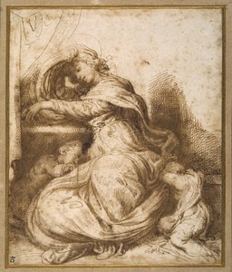 Madonna i Dzieciątko ze św. autorstwa Agostino Carracci