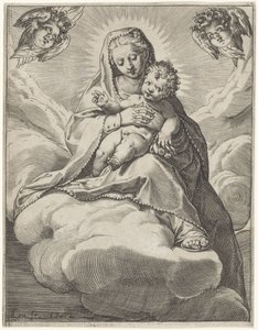 Maryja z Dzieciątkiem w chmurach autorstwa Agostino Carracci
