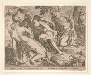 Merkury i trzy łaski autorstwa Agostino Carracci
