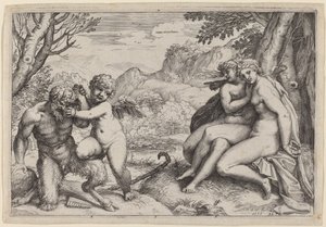 Oswajanie Erosa autorstwa Agostino Carracci