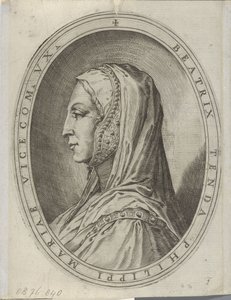 Portret van Beatrice z Tenda autorstwa Agostino Carracci