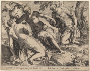 Merkury i trzy łaski autorstwa Agostino Carracci after Jacopo Tintoretto