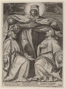Madonna chroniąca dwóch członków bractwa autorstwa Agostino Carracci after Veronese