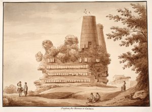 Grobowiec Horatii i Curiatii, 1833 (akwaforta z brązową farbą) autorstwa Agostino Tofanelli
