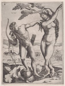 Apollo i Daphne, dat. 1515., dat. 1515. autorstwa Agostino Veneziano