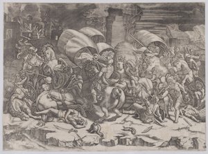 Bitwa kordelasem, 1530-31. autorstwa Agostino Veneziano