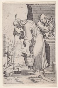 Stara kobieta zbliżająca się do grobu, dat. 1528. autorstwa Agostino Veneziano