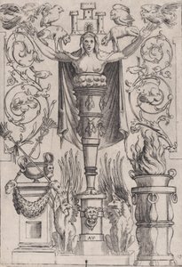 Panel ozdobny, ca. 1514-36. autorstwa Agostino Veneziano