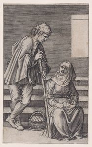 Chłop i kobieta z jajkami, ca. 1514-36. autorstwa Agostino Veneziano