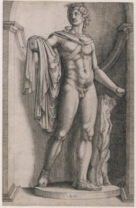 Lustro rzymskiej świetności: Apollo Belvedere, ca. 1514-36, ca. 1514-36. autorstwa Agostino Veneziano