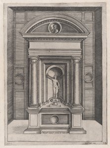 Lustro rzymskiej świetności: Ołtarz Jowisza w najstarszej świątyni na C..., ca. 1514-36. autorstwa Agostino Veneziano.