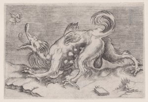 Smok i Pszczoła, ca. 1514-36. autorstwa Agostino Veneziano