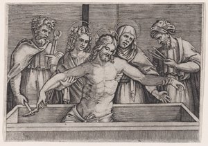 Złożenie do grobu Chrystusa, ca. 1514-36. autorstwa Agostino Veneziano