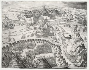 Pozycja i obóz wojsk Karola V i Solimana II autorstwa Agostino Veneziano