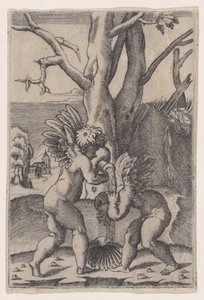 Dwóch amorków, ca. 1519. autorstwa Agostino Veneziano