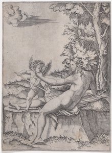 Wenus i Eros, ca. 1514-36. autorstwa Agostino Veneziano