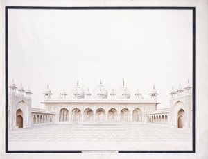 Moti Masjid w forcie Agra, ok. 1815 (ołówek i w/c)
