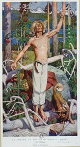 Gniew Kallervo, z „Kalevala” redagowanej i opracowanej przez Eliasa Lonnrota (1802-84) opublikowanej w Finlandii, 1908 autorstwa Akseli Valdemar Gallen Kallela