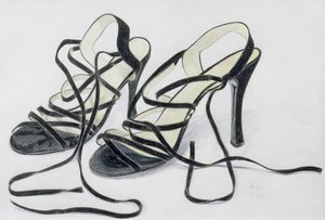 Buty Black Strappy, 1997 (kolorowa kredka na papierze) autorstwa Alan Byrne
