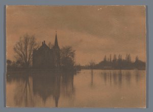Widok wiejskiego domu lub małego zamku na wodzie, Holandia autorstwa Alb. Kapteijn (attributed to)