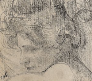 Głowa kobiety, ok. 1890 (kredka na papierze) autorstwa Albert de Belleroche
