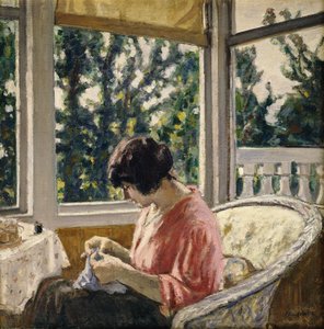 Młoda kobieta szyjąca; Jeune Femme Cousant, ok. 1913 (olej na płótnie)